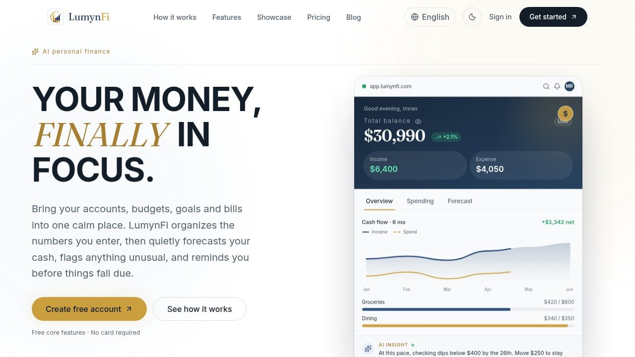 The LumynFi website, live at lumynfi.com